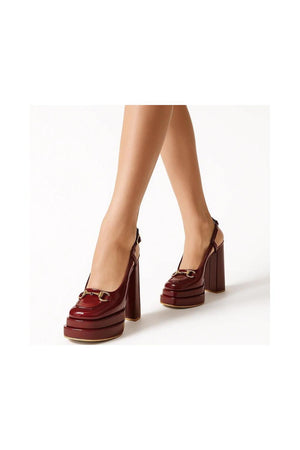 Red Faux Leather Platform Heel (3373)