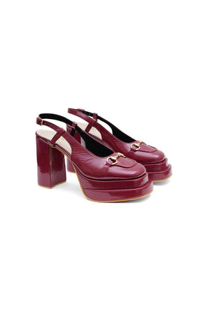 Red Faux Leather Platform Heel (3373)