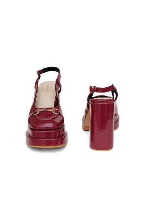 Red Faux Leather Platform Heel (3373)