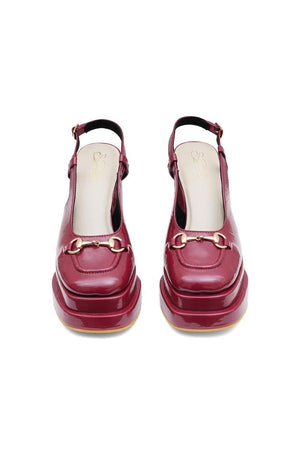 Red Faux Leather Platform Heel (3373)