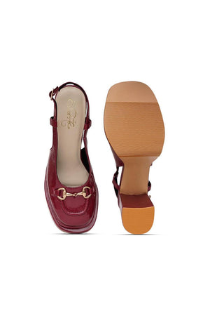 Red Faux Leather Platform Heel (3373)