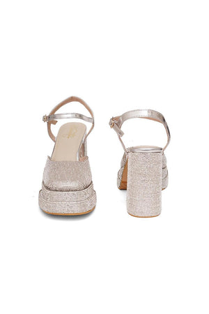 Silver Faux Leather Platform Heel (3374)