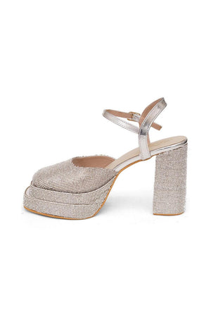 Silver Faux Leather Platform Heel (3374)