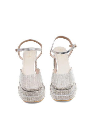 Silver Faux Leather Platform Heel (3374)