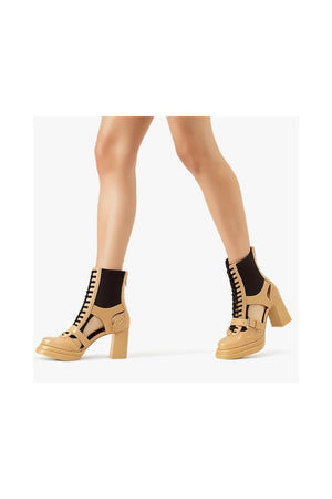Beige Faux Leather Boots (3375)