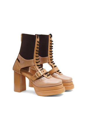Beige Faux Leather Boots (3375)