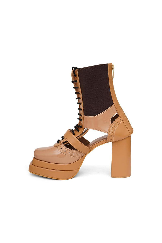 Beige Faux Leather Boots (3375)