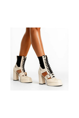White Faux Leather Boots (3376)