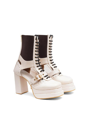 White Faux Leather Boots (3376)