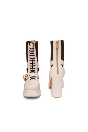 White Faux Leather Boots (3376)