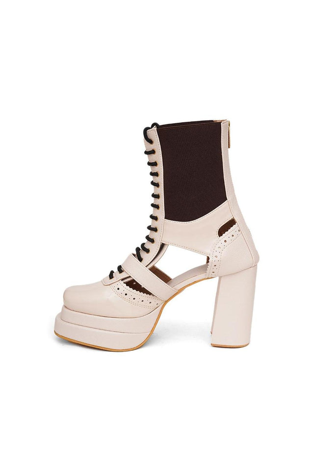 White Faux Leather Boots (3376)
