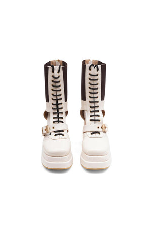 White Faux Leather Boots (3376)