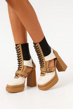 Multi Color Faux Leather Boots (3377)
