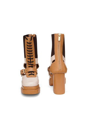 Multi Color Faux Leather Boots (3377)