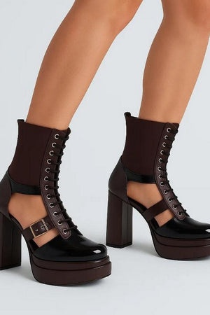 Black Faux Leather Boots (3378)