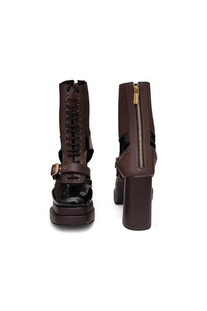 Black Faux Leather Boots (3378)