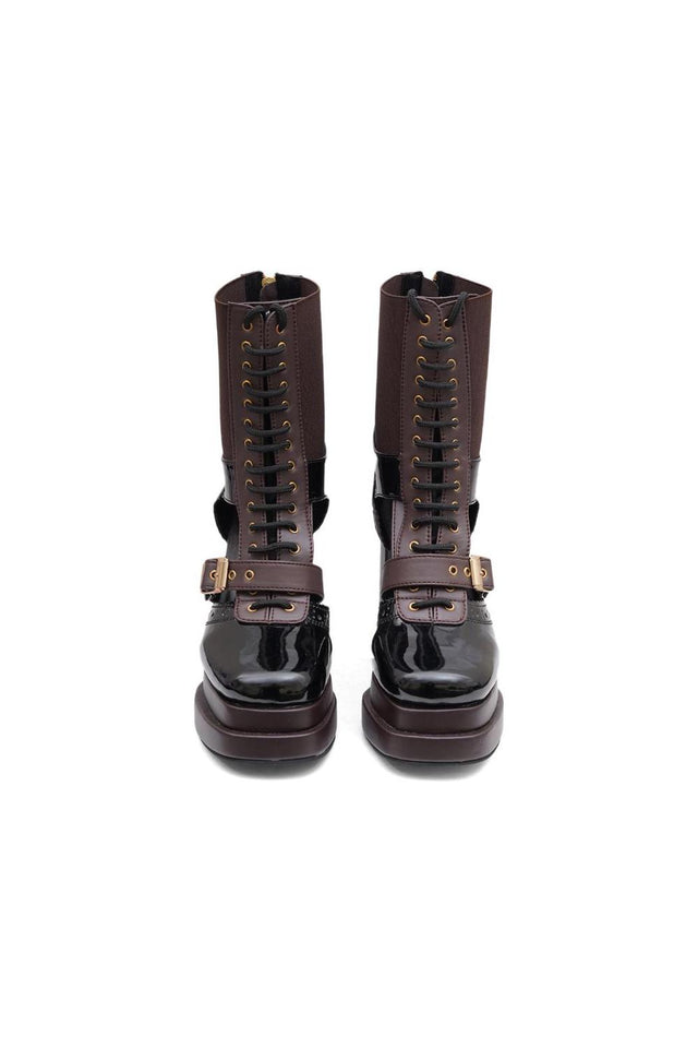 Black Faux Leather Boots (3378)