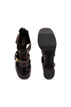 Black Faux Leather Boots (3378)