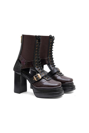 Brown Faux Leather Boots (3379)
