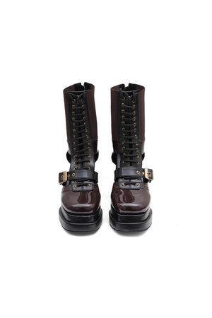 Brown Faux Leather Boots (3379)
