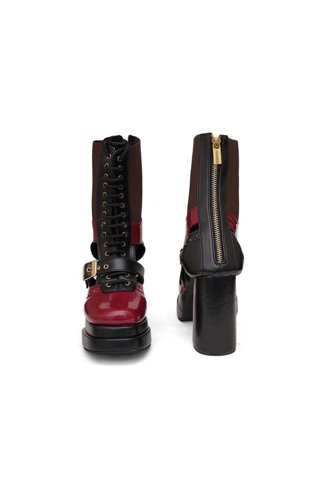 Multi Color Faux Leather Boots (3380)