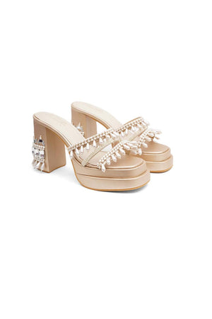 Gold Faux Leather Platform Heel (3384)