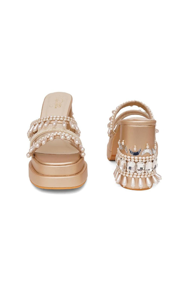 Gold Faux Leather Platform Heel (3384)