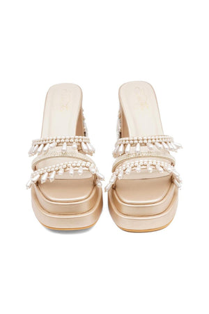 Gold Faux Leather Platform Heel (3384)