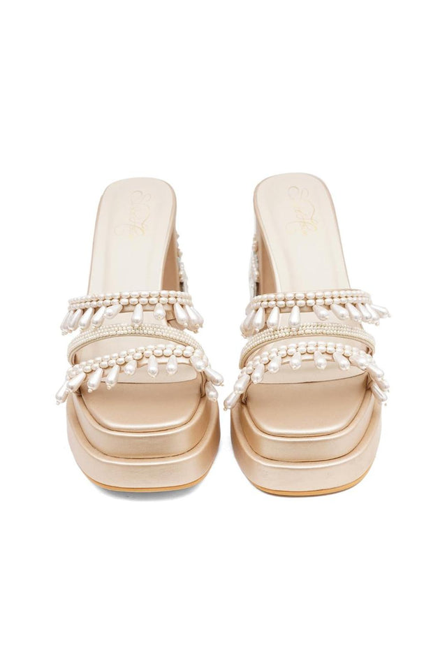 Gold Faux Leather Platform Heel (3384)