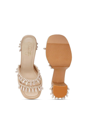 Gold Faux Leather Platform Heel (3384)