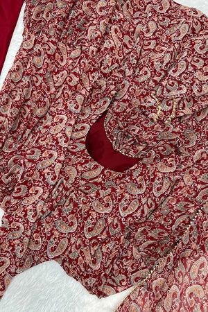 Multicolor Georgette Kalamkari Full Sleeves Anarkali Suit Set