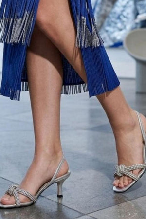 Silver Faux Leather Pencil Heel (3408)