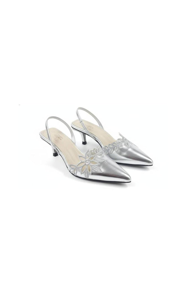 Silver Faux Leather Pencil Heel (3410)
