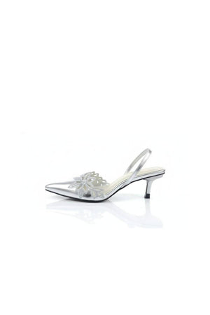 Silver Faux Leather Pencil Heel (3410)