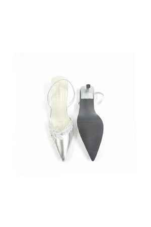 Silver Faux Leather Pencil Heel (3410)