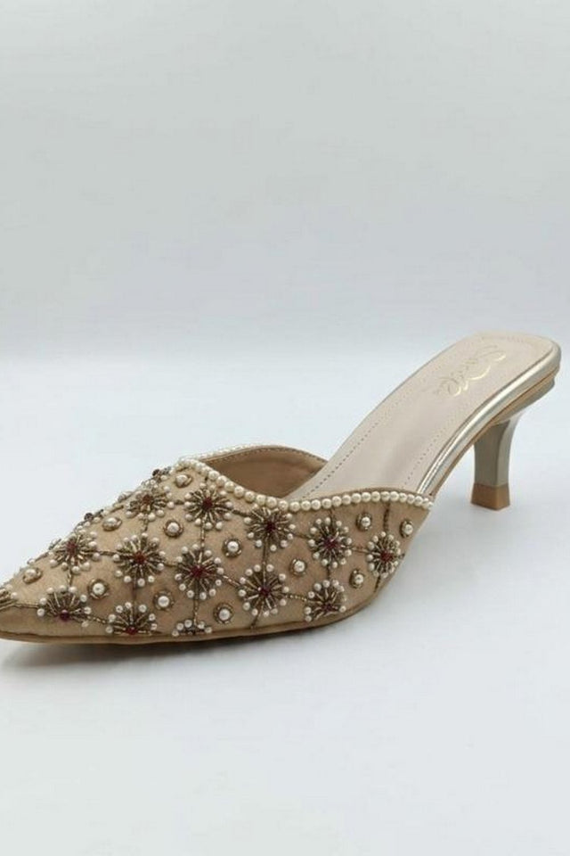 Gold Faux Leather Pencil Heel (3412)