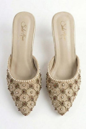Gold Faux Leather Pencil Heel (3412)