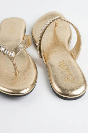 Gold Faux Leather Flats (3413)