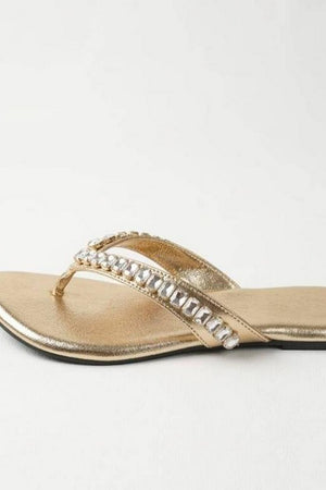 Gold Faux Leather Flats (3413)