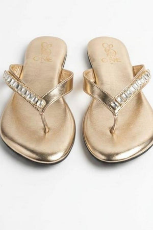 Gold Faux Leather Flats (3413)