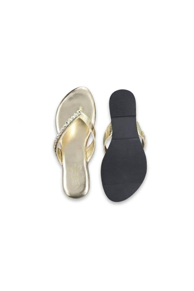 Gold Faux Leather Flats (3413)