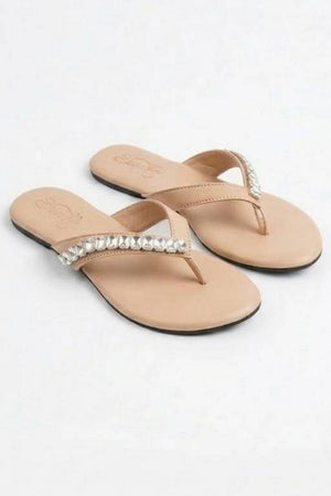 Beige Faux Leather Flats (3414)