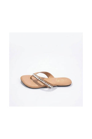 Beige Faux Leather Flats (3414)