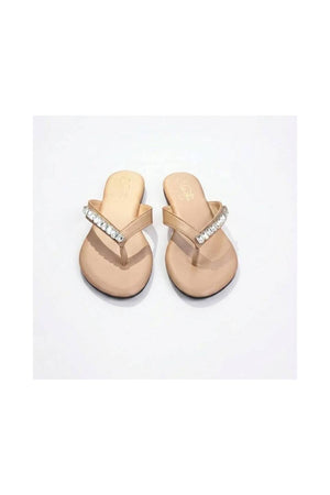 Beige Faux Leather Flats (3414)