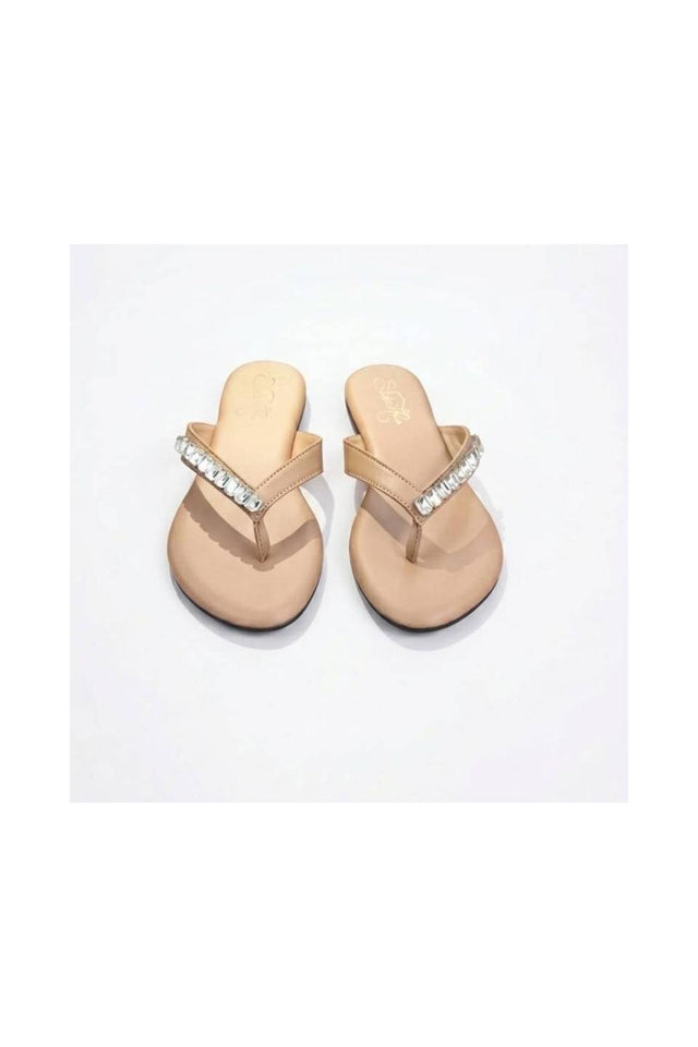 Beige Faux Leather Flats (3414)