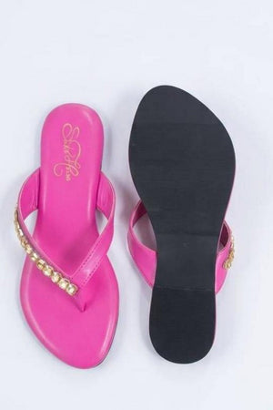 Pink Faux Leather Flats (3415)