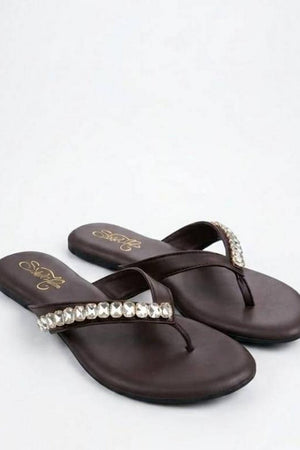 Brown Faux Leather Flats (3416)