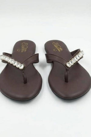 Brown Faux Leather Flats (3416)