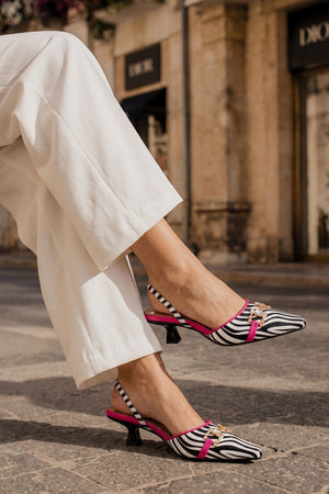 Multi Color Zebra Printed Faux Leather Pencil Heel (3418)