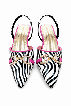 Multi Color Zebra Printed Faux Leather Pencil Heel (3418)